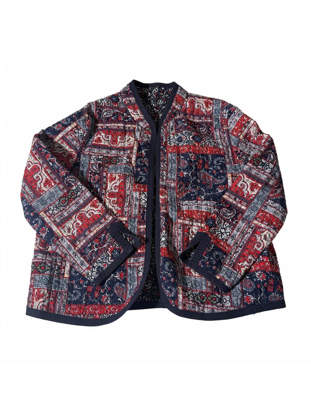 Marte Reversible Quilted Patchwork Pattern Jacket One Size 2-in-1 Boho Fall